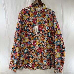Tunevuse Button Up Shirt Mens 3XL Multicolor Floral Sunflower Long Sleeve NEW